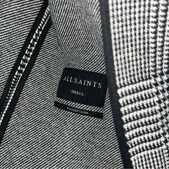 ALLSAINTS Houndstooth Wool Blend Coat Size Small - Picture 7 of 11
